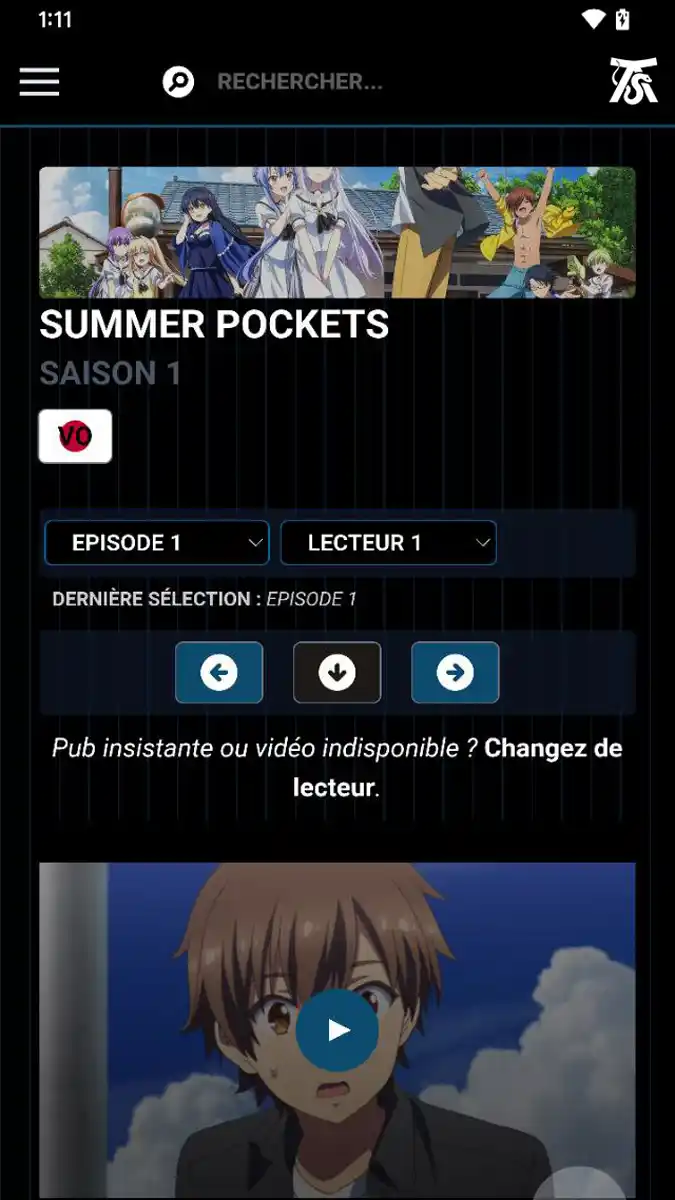 Anime Sama APK — interface de lecture et de navigation VF/VOSTFR